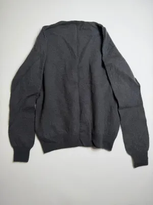 Preppy Basic Dark Grey Stretchy Crewneck Long Sleeve Knit Sweater thumbnail 2