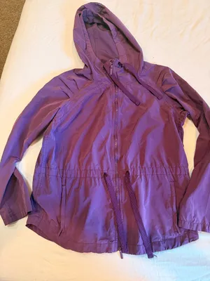 Gap Purple Hooded Utility Rain Jacket Women’s Small Drawstring Waist thumbnail 1