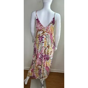 Lush Clothing Tropical Palm Leaf Print Maxi Dress Pink Yellow Small thumbnail 5