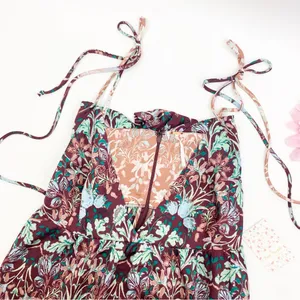Free People Sun Bleached Maxi Dress Boho Bohemian Floral Chocolate Combo thumbnail 5
