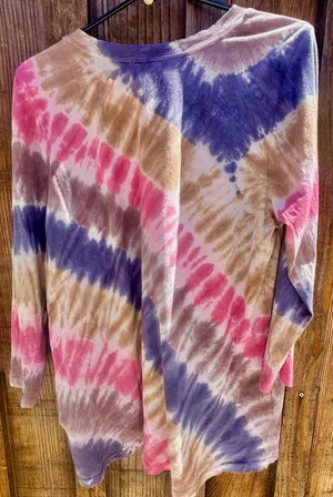 Free People Boho We The Free Tie Dye Long Sleeved Hippie T Shirt Sz L thumbnail 3