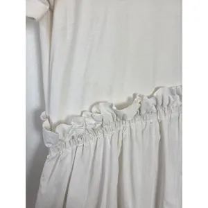 English Factory White Shirt Dress Ruffled Waist Pockets Tea Party Yacht Brunch M thumbnail 5