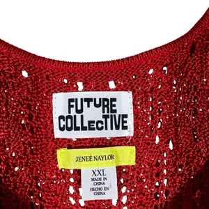 Future Collective Jeneé Naylor Pointelle Crochet Tank Top Red Boho Knit Size XXL thumbnail 5