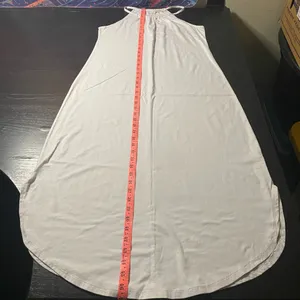 White Halter-Style Maxi Dress with Elastic Neckline thumbnail 5