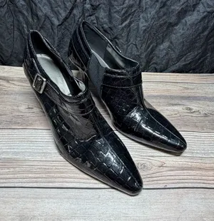 Kelly & Katie Paten Leather Faux Alligator Booties Size 8 thumbnail 1
