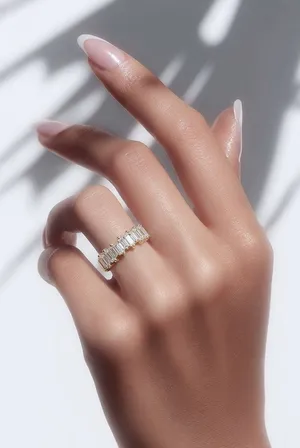 Gold Baguette CZ Eternity Band Ring - Size 7 thumbnail 1