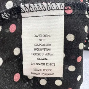 Tamara H Polka Dot‎ Blouse M Women Black Pink Tie Neck Long Sleeve Top Office thumbnail 4