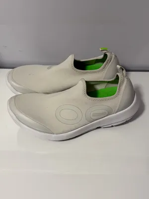 OOFOS Women's Slip-On Sneakers in Cream with Lime Green Accents thumbnail 3