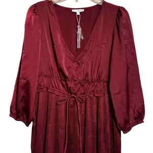 Baltic Born Gabriella Merlot Satin Midi Dress nwt‎ thumbnail 2