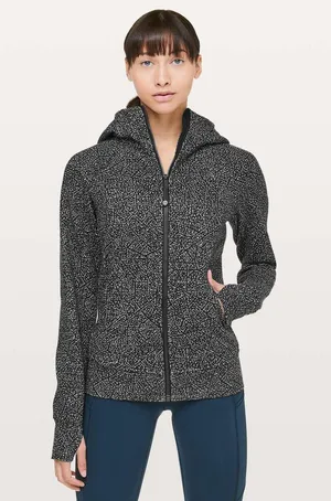 Night View Black White Polka Dot Athletic Workout Scuba Hoodie NEW thumbnail 1
