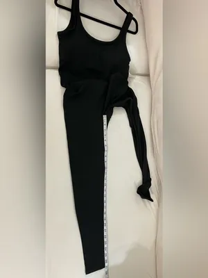 Vuori NWT Halo Essential Black Heather Scoop-Neck Jumpsuit Size L thumbnail 5