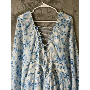 Altar'd State Floral Cottagecore Prairie Maxi Dress Lace Up XL Boho Romantic New thumbnail 6