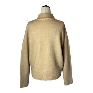 Magaschoni Sweater Women‎ Small Tan Knit Wool Blend Mock Neck Pullover thumbnail 3