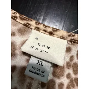 A New Day Leopard Print V-Neck‎ Tiered Babydoll Mini Dress Brown XL thumbnail 4