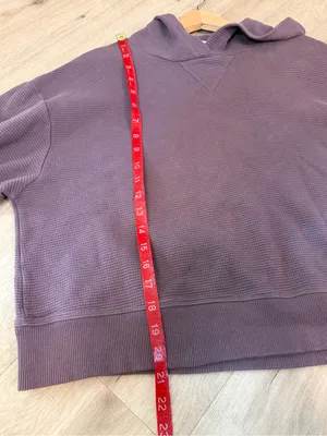 Organic Cotton Waffle-Knit Hooded Pullover Top Dusty Plum thumbnail 7