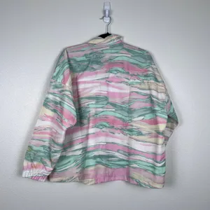 Adidas RYV Women's Marble Windbreaker Jacket‎ Pink Green White Size L thumbnail 7