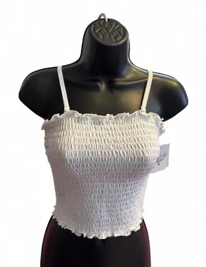 Abercrombie Athletics Womens White Smocked Strapless Top Size X 7/8 thumbnail 1