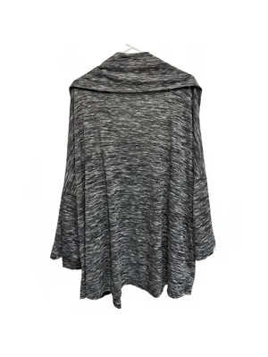 Kate & Mallory Gray Heathered Knit Drop Shoulder Tie Poncho Top Plus Size 3X thumbnail 4