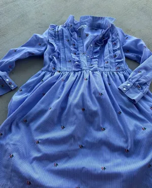 English Factory Striped Floral Ruffle Mini Dress Size M thumbnail 1