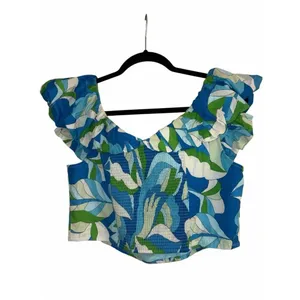 ✨Anthropologie Maeve Ruffle-Sleeve Cropped Sz Medium Blouse✨ thumbnail 6
