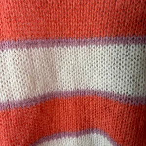 Striped Mohair Wool Blend Sweater Coral Cream‎ Oversize Coastal Airy L/XL NWT thumbnail 2