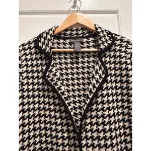 Mendocino 100%‎ Merino Wool Houndstooth Knit Cardigan Blazer Medium thumbnail 4