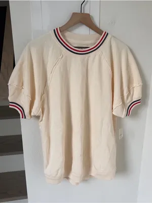 NWT Free People We The Free It's Official Pullover Shirt in Tea Combo thumbnail 4