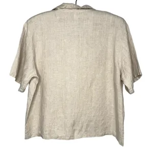 Match Point Made In USA Linen Button Up Top M Oversized Neutral Lagenlook Casual thumbnail 3