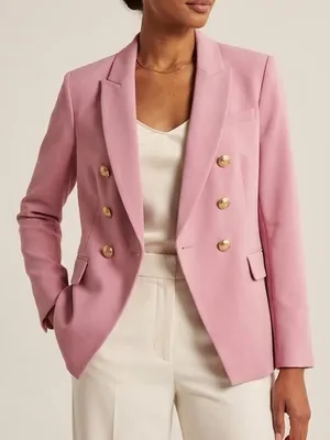 NEW Express Pink Double Breasted Gold Button Blazer Size 14 Jacket NWT Stretch thumbnail 1