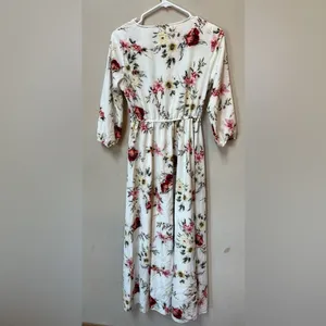 White Floral Maxi Dress Cottagecore Romantic Bridal Shower Spring M thumbnail 3