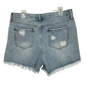 S.O.N.G. Womens Blue Distressed Denim Jeans Perfect Super High Rise Shorts thumbnail 3