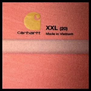Carhartt Long Sleeve V-Neck Graphic‎ T-Shirt Women XXL Coral Studded Logo Casual thumbnail 2