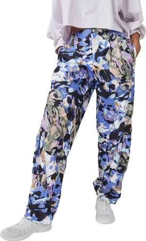 NEW Free People Mesmerize Me Print Cargo Pants Size Medium Purple Camo Wide Leg thumbnail 1