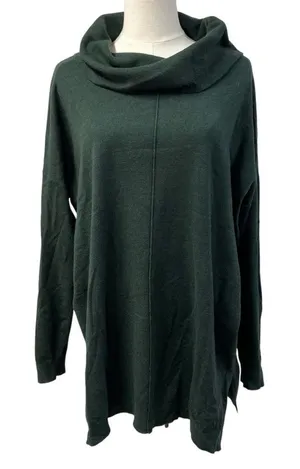 Vila Milano Cowl Neck Tunic oversized‎ sweater hunter green women’s medium thumbnail 1
