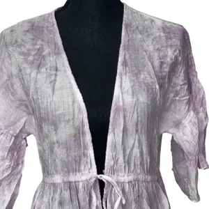 Easel Women's Kimono Purple‎ and White Marble Floor Length Size Small SS Beach thumbnail 2