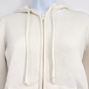 Brandy Melville Alana Knit Sweater Women XS/S Cream Hoodie Full Zip Cotton thumbnail 6