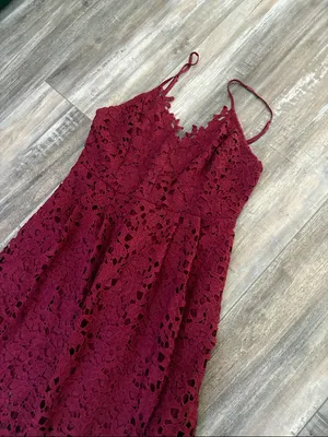 Astr the Label Lace A Line Burgundy Midi Dress Large thumbnail 5