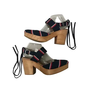 ‎Free People Monaco Boho navy striped wrap clog 39/9 thumbnail 4