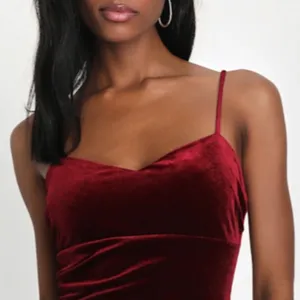 LULUS Sexy Prom Wedding Holiday Elegant Chic Shimmer Velvet Cocktail Midi thumbnail 6
