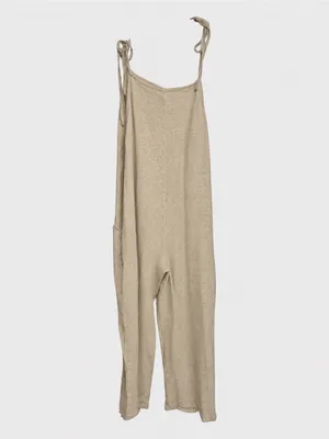 Altar’d State Linen Blend Tie-Shoulder Jumpsuit Oatmeal Size XL thumbnail 4