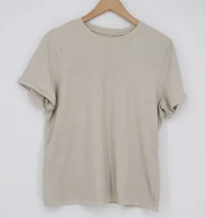 A New Day Womens Short Sleeve Crew Neck T-Shirt Beige Tan Cotton Blend Large thumbnail 1