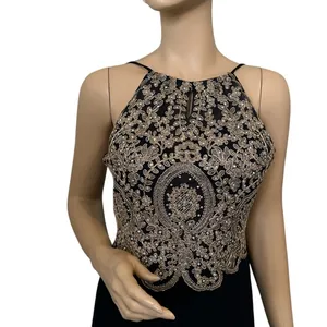 Blondie Nites Dress Juniors 11‎ Medium Black V-Neck Embellished Maxi Formal thumbnail 9