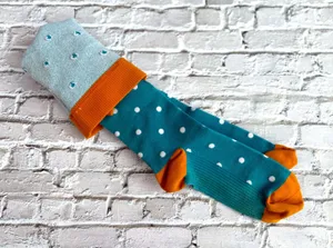 Green Orange Polka Dot Knee High Compression Pressure Socks thumbnail 1