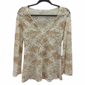 T Party Floral Lace Sheer Long Sleeve Tunic Top Womens Small thumbnail 8