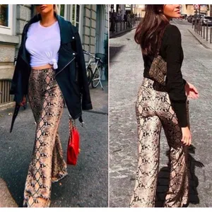 Zara sz S Reptile Printed Flare Wide Leg Pants thumbnail 2