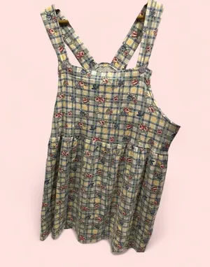 Cute vintage 80’s cottagecore granny floral windowpane jumper skirt mini thumbnail 2