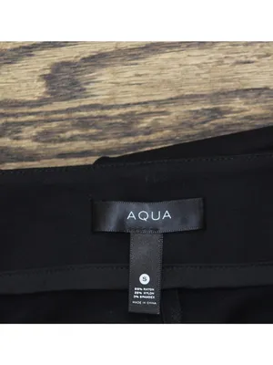 NWT Aqua Pleated Ponte Flare Pants AQ-PA4289 Black S thumbnail 4