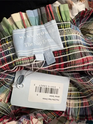 Hill House Ellie Nap Dress in White Multi Tartan Plaid Small NEW thumbnail 8