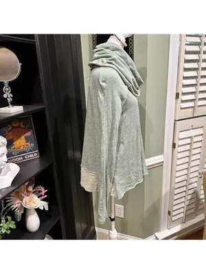 Free People Beach Moss Green Cowl Neck Pullover Size XS/S thumbnail 6