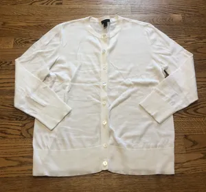 Ann Taylor Factory Cardigan Ivory 100% Cotton thumbnail 1